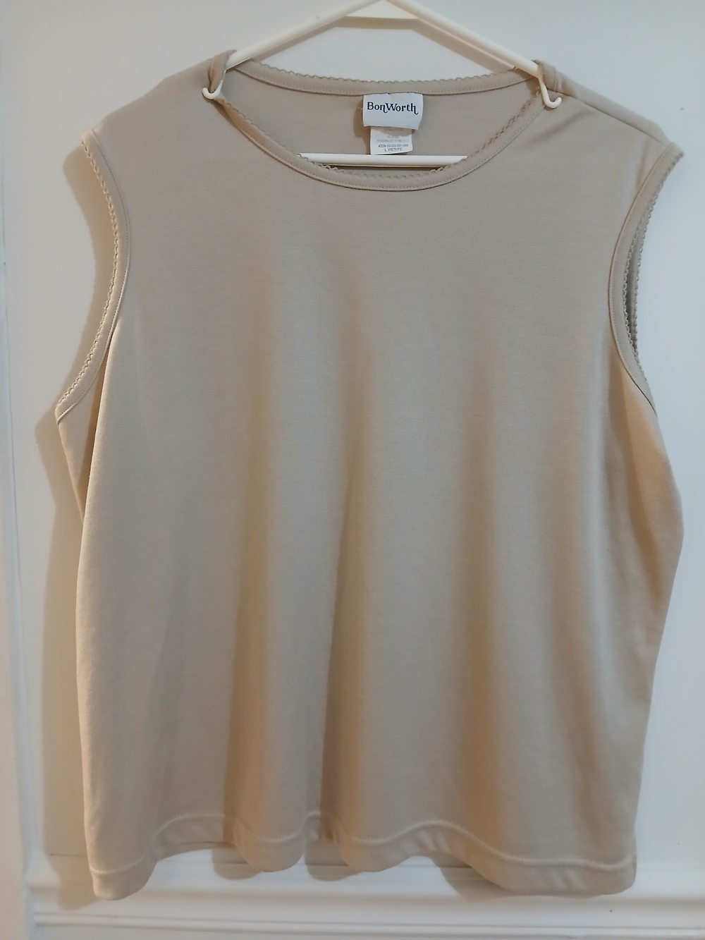 BonWorth Women's Petite Crewneck Top in Light Taupe